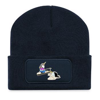 Licorne et narval - Beanie recyclé à patch - bleu marine - Devant