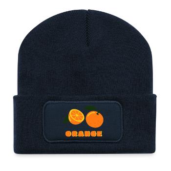 Orange Summer Vibes Fruit Design - Recycled Patch Beanie - french navy - Front