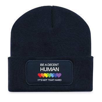 Mois de la fierté LGBTQ - Soyez une personne décente. Ce n’est pas th - Beanie recyclé à patch - bleu marine - Devant