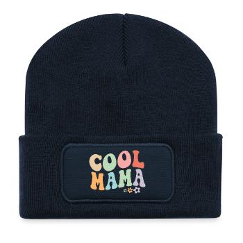 Fleurs rétro Cool Mama - Beanie recyclé à patch - bleu marine - Devant