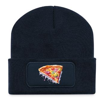 Pizza - Beanie recyclé à patch - bleu marine - Devant