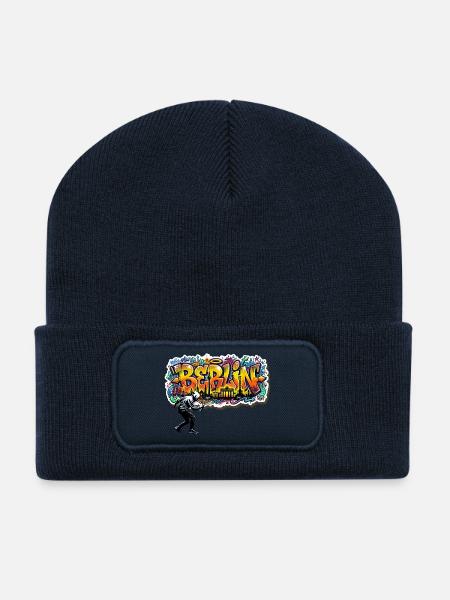 Berlin Graffiti Skyline Urban Streetwear Style - Recycelte Patch Beanie - French Navy