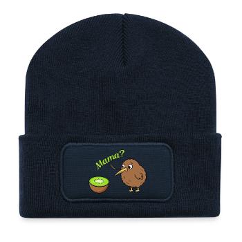 Mama Kiwi Bird Funny Kiwi Fruit Neuseeland - Recycelte Patch Beanie - French Navy - Vorne