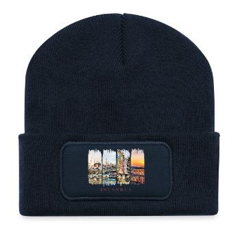 Istanbul Urlaub Travel – Türkei Bosporus & Kultur  - Recycelte Patch Beanie - French Navy - Vorne