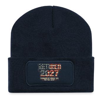 Ruhestand 2027 – dafür habe ich mein ganzes Leben  - Recycelte Patch Beanie - French Navy - Vorne