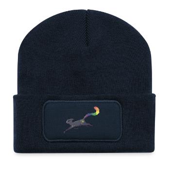 Cat with Stars and Pride Flag - Recycled Patch Beanie - french navy - Front