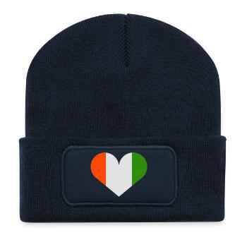 Irische Flagge in Form eines Herzens - Recycelte Patch Beanie - French Navy - Vorne