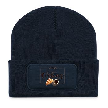 Tasse Kaffee & Croissant - Recycelte Patch Beanie - French Navy - Vorne
