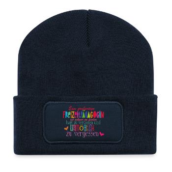 Freizeitpädagogin - Recycelte Patch Beanie - French Navy - Vorne