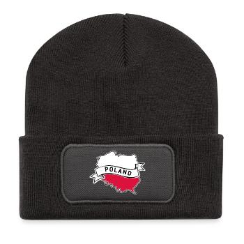 polen flagge mit landumriss  - Recycelte Patch Beanie - Dunkelgrau - Vorne