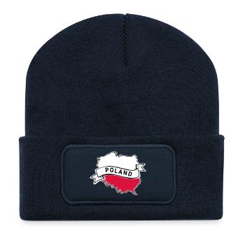 polen flagge mit landumriss  - Recycelte Patch Beanie - French Navy - Vorne