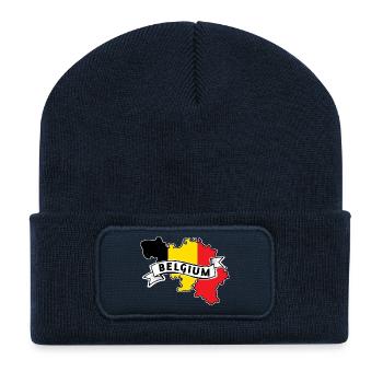 Belgium Flags Cards - Recycled Patch Beanie - french navy - Front