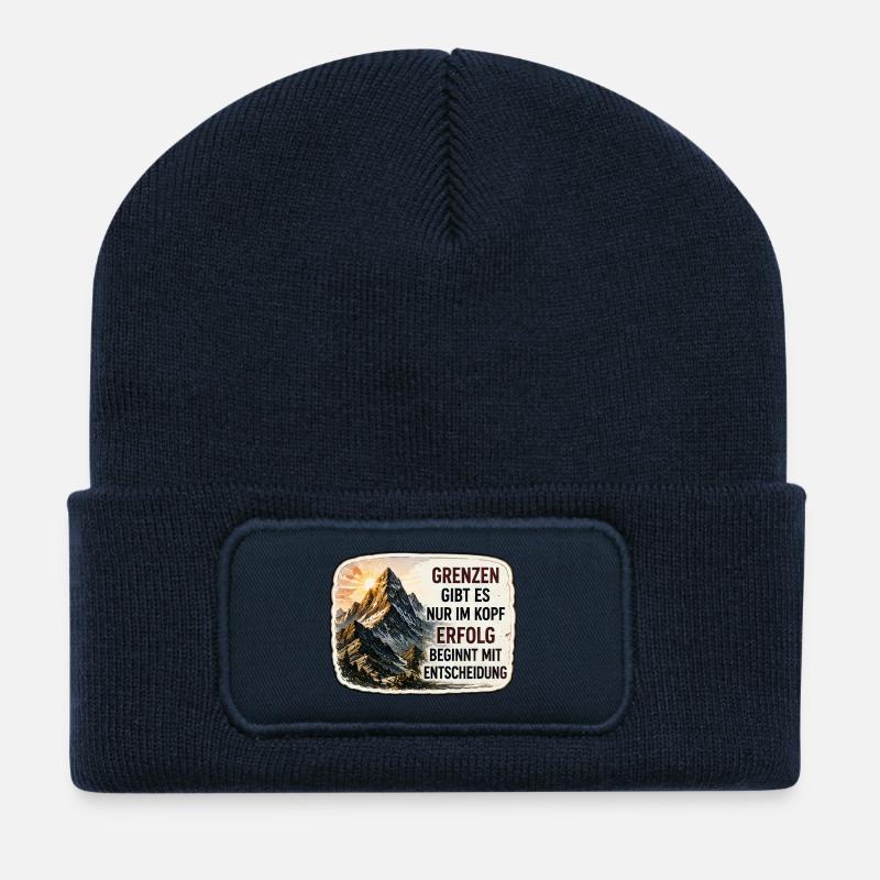 Grenzen gibt es nur im Kopf - Recycelte Patch Beanie - French Navy
