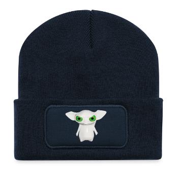White Alien with Glowing Eyes - Recycled Patch Beanie - french navy - Front