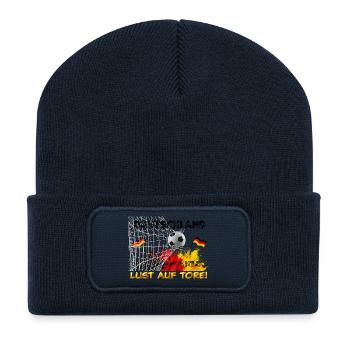 Deutschland Fußball – Lust auf Tore! Fan-Design - Recycelte Patch Beanie - French Navy - Vorne