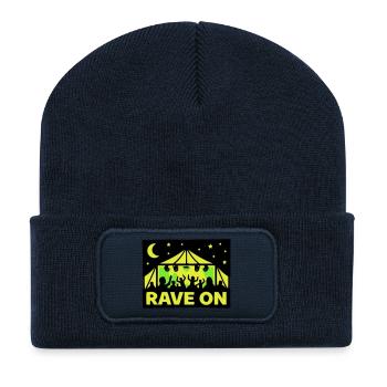 Rave On Festival Tent Techno Party Crew - Beanie recyclé à patch - bleu marine - Devant