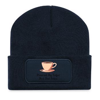 Propulsé par le café et les blagues de papa - Beanie recyclé à patch - bleu marine - Devant
