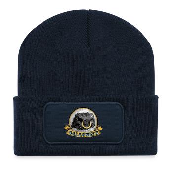 Logo de la vache Galloway Ring - Beanie recyclé à patch - bleu marine - Devant