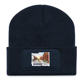 Mausegattstraße – Zechensiedlung im Pott - Recycelte Patch Beanie - French Navy - Vorne