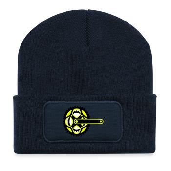 Icône de plateau de vélo - Beanie recyclé à patch - bleu marine - Devant