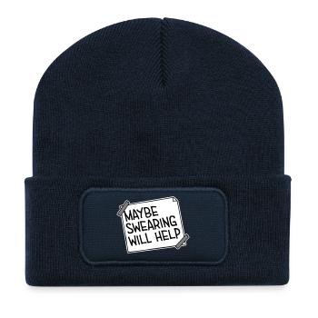 Maybe Swearing Will Help Sarkastisch Spruch Grafik - Recycelte Patch Beanie - French Navy - Vorne