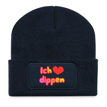 Ich liebe dippen - Recycelte Patch Beanie - French Navy - Vorne