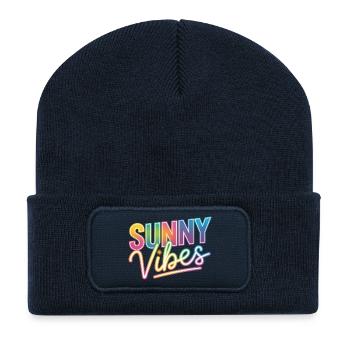 Sunny Vibes Neon Retro - Recycled Patch Beanie - french navy - Front