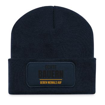 Echte Bauern geben niemals auf Landwirt Bauer Hof - Recycelte Patch Beanie - French Navy - Vorne