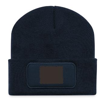 Grunge Rectangle Stamp Frame Vintage Rubber Border - Beanie recyclé à patch - bleu marine - Devant