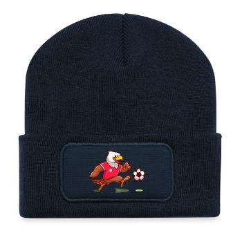 Eagle Maskottchen Striker Kick - Recycelte Patch Beanie - French Navy - Vorne