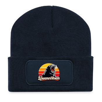 Löwenroarer Sonnenuntergang Logo - Recycelte Patch Beanie - French Navy - Vorne
