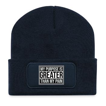 My Purpose Is Greater Than My Pain Meaning Quote Logo - Recycled Patch Beanie - french navy - Front