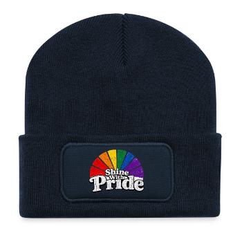 Shine With Pride LGBTQ Statement Retro CSD Fan - Recycelte Patch Beanie - French Navy - Vorne