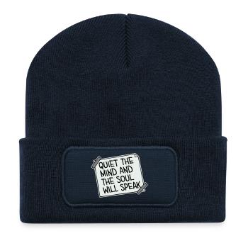 Quiet The Mind And The Soul Will Speak Ruhe Spruch - Recycled Patch Beanie - french navy - Front