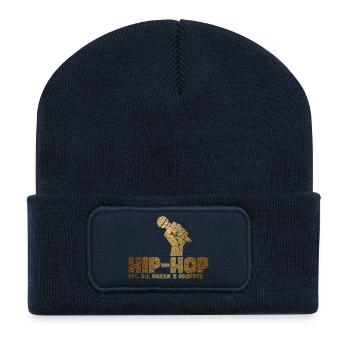 Golden Glitter Hip Hop Mic Fist - Recycelte Patch Beanie - French Navy - Vorne