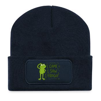 Frosch - I came I saw I frogot why I came - Recycelte Patch Beanie - French Navy - Vorne
