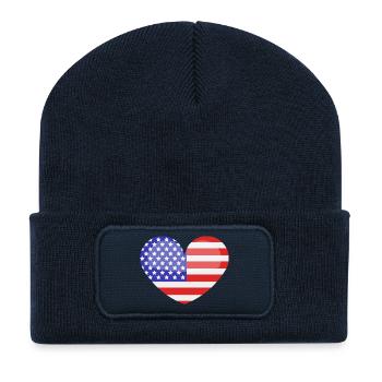 Herzförmige US-Flagge - Recycelte Patch Beanie - French Navy - Vorne