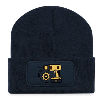 Akkuschrauber Werkzeug Icon - Recycelte Patch Beanie - French Navy - Vorne