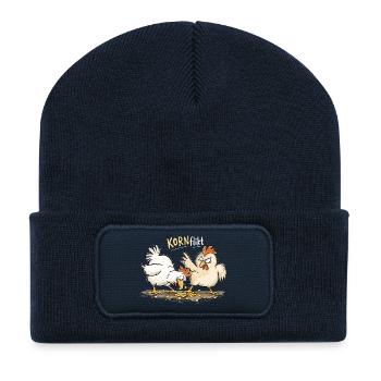 Konflikt Hühner Lustiges Huhn Bauernhof Wortspiel - Recycelte Patch Beanie - French Navy - Vorne