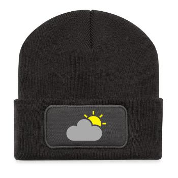 Symbole de temps - soleil et nuage - Beanie recyclé à patch - charbon - Devant