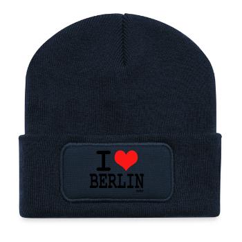 I love Berlin - couleurs personnalisables - Beanie recyclé à patch - bleu marine - Devant