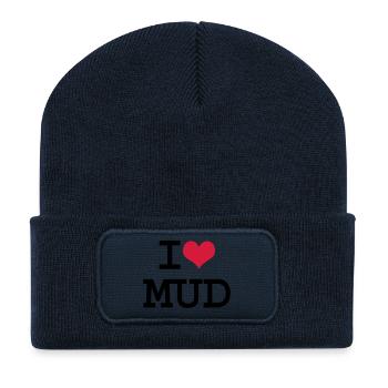 I boue de coeur - Beanie recyclé à patch - bleu marine - Devant