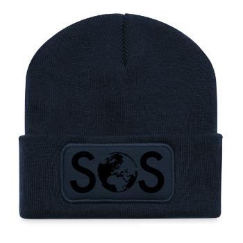 SOS - Recycelte Patch Beanie - French Navy - Vorne