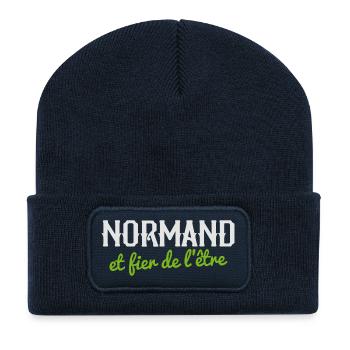 France Normandie Normand et fier de l'être - Beanie recyclé à patch - bleu marine - Devant