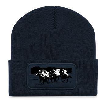 Course de chevaux - Beanie recyclé à patch - bleu marine - Devant