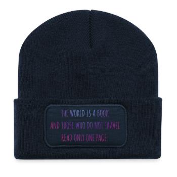 The world is a book. - Recycelte Patch Beanie - French Navy - Vorne