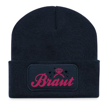 JGA T-Shirt - Braut T-Shirt - Junggesellenabschied - Recycelte Patch Beanie - French Navy - Vorne