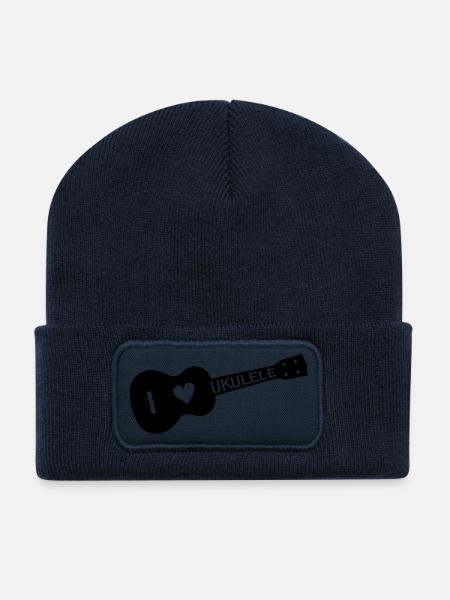 I love UKULELE - Recycelte Patch Beanie - French Navy