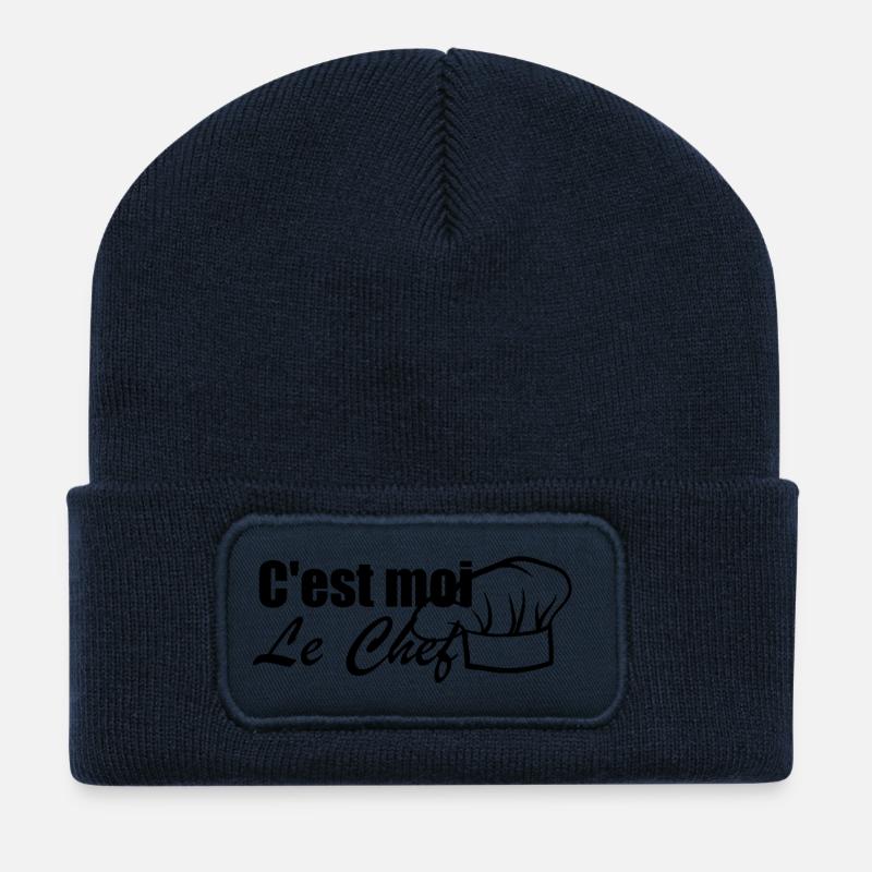 C'est moi le chef - Beanie recyclé à patch - bleu marine