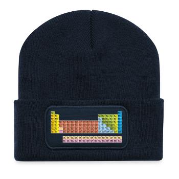 Periodensystem in Farbe mit weißen Linien - Recycelte Patch Beanie - French Navy - Vorne